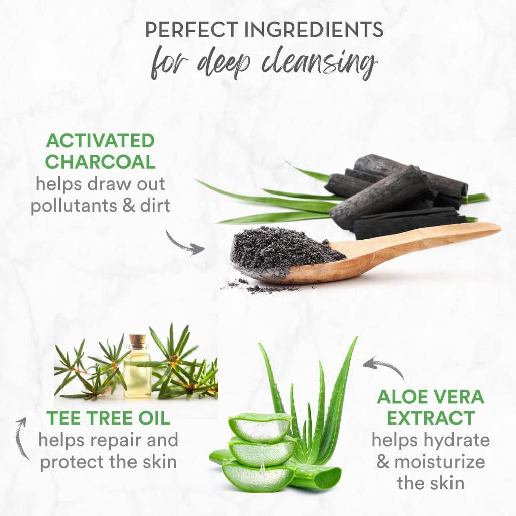 WOW Skin Science Charcoal Foaming Face Wash with Built-in Brush 150 Ml Pack for Deep Cleansing All Skin Types