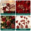 Indoor Christmas Tree Ornament Set Flocked Ornaments with Gold Edging, Retro Red Velvet Hanging Lightweight Decoration, Elk Gingerbread Man Pendants,