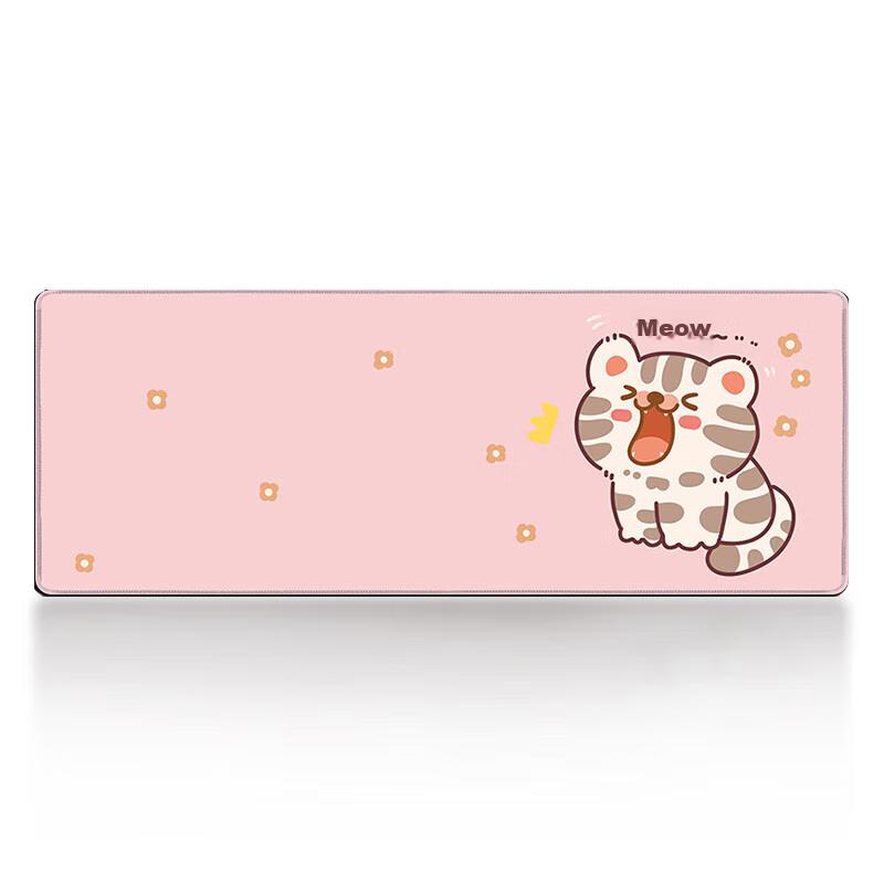 Large Mouse Pad for Anime And Motivation, Desk Mat, Precision Edge-Locked Non-Slip Keyboard Pad, Desktop Computer Desk Mat 800*300MM Pink Meow