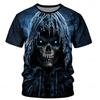 New Halloween Weird Skull Print Casual Crew Neck Short Sleeve Loose T-Shirt