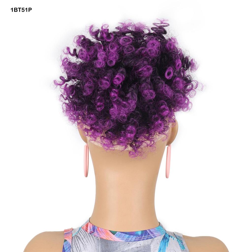 Африканский кудрявый пучок-бублик шиньон резинка обертка афро пуф черный синтетический парик для женщин для ежедневного использования