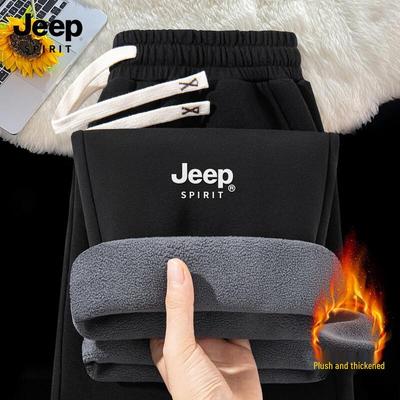 JEEP SPIRIT Мужские повседневные спортивные штаны прямого кроя с флисовой подкладкой