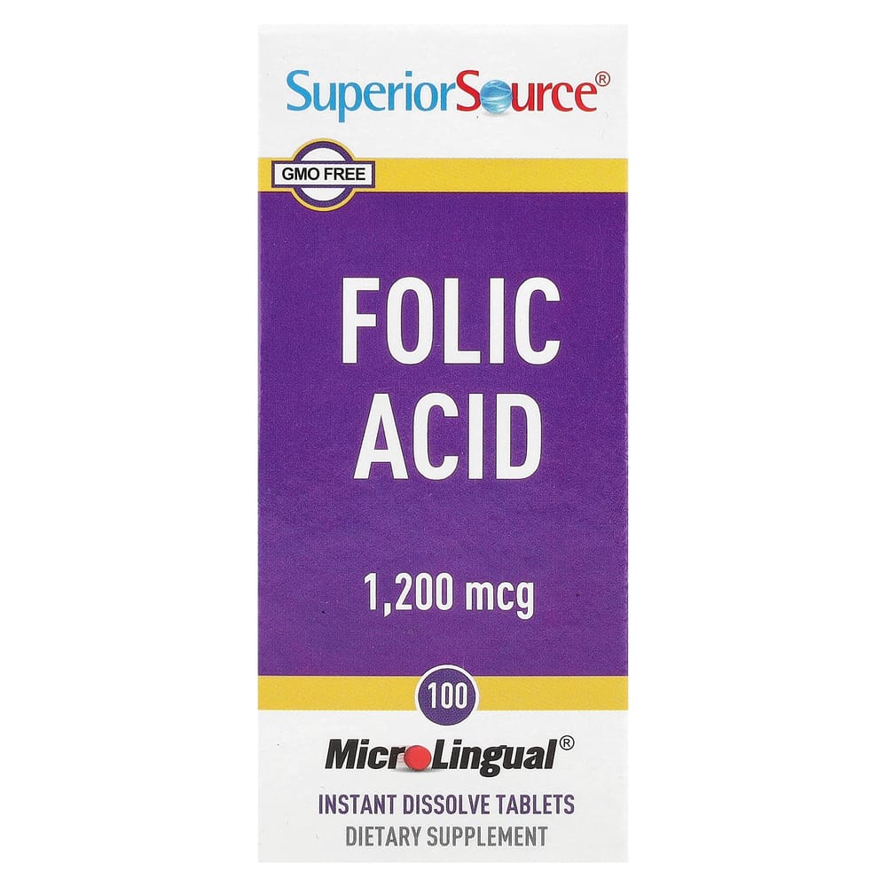 Superior Source Folic Acid 1200mcg Instant Dissolve MicroLingual 100 Tablets