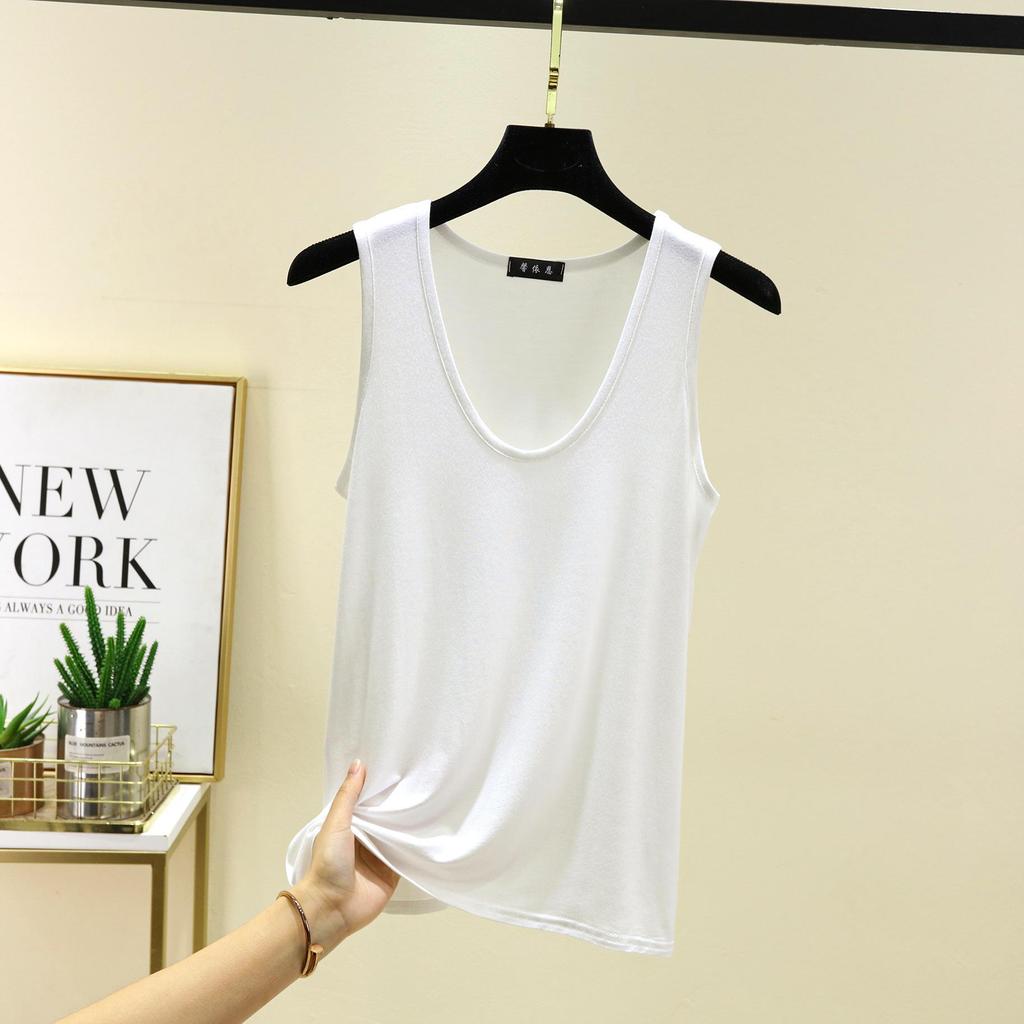 6XL Свободный жилет с овальным вырезом, эластичный, летний, из модала, модный, универсальный, большого размера, базовая рубашка, нижняя часть с изогнутым краем, женский топ