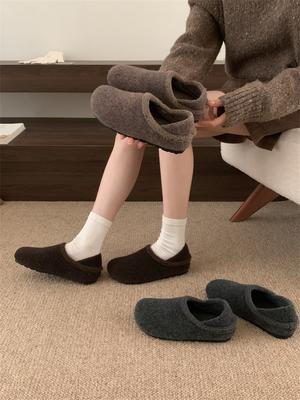 2025 новая осень и зима универсальные туфли Boken из бархата, туфли Boken, теплые пушистые туфли, хлопковые туфли, женская обувь