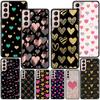 Милый девчачий розово-золотой чехол с сердечками для Samsung Galaxy S20 FE S21 S22 Ultra S10 Plus S9 S8 S10e S7 Edge, силиконовый черный чехол для телефона