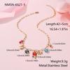 GEMCHIC Women's Fashion Flower Stainless Steel Pendant Necklace with Natural Stone Beads