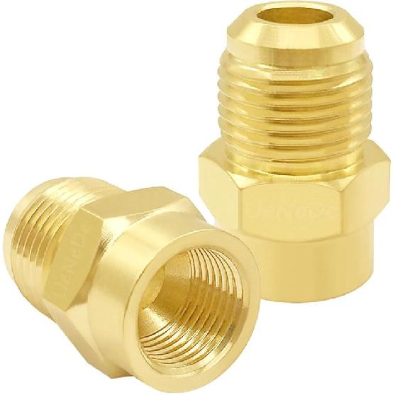 2PCS Brass Flare Coupler 1/2" Flare Female to 3/8" Flare Male Tube Gas Adapter Nipples Pipe Fittings Hose Connectors