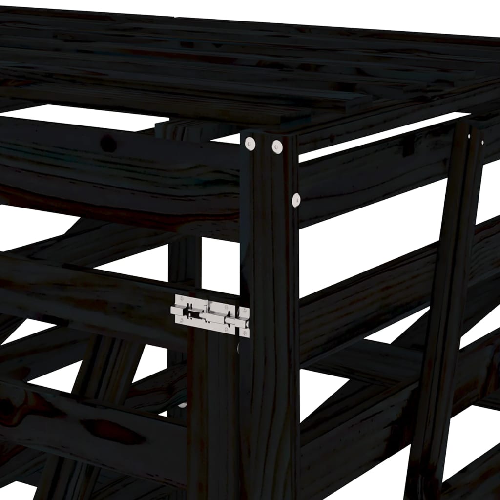 2 Ton Waste Bin Enclosure Black Solid Pine Wood