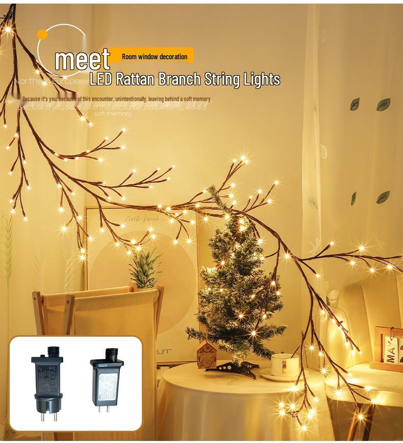 Светодиодные ротанговые ветки с феями для трансграничного свадебного фестиваля для внутреннего украшения стен