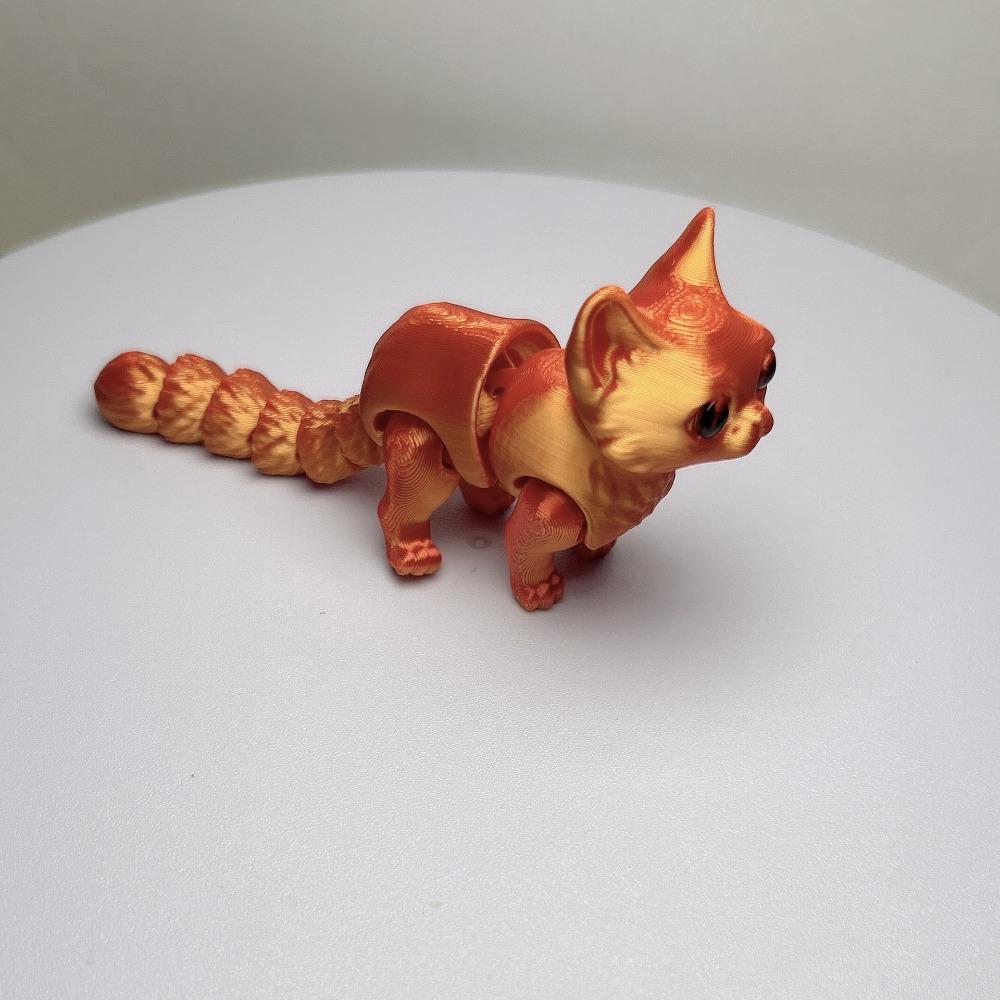 Big Eyes 3D Printed Cat Model Plastic Material 3D Printed Cat Figure Articulated Cats  Living Room