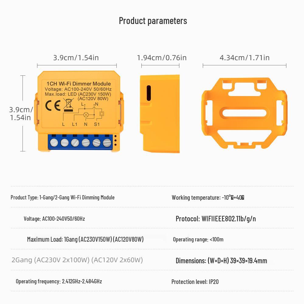 Tuya Умный WiFi/ZigBee Модуль Диммера - 1/2 Клавиши Встраиваемый Модуль Управления Освещением