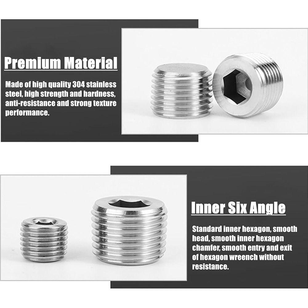 Нержавеющая сталь 304 Шестигранная резьбовая заглушка с внутренним шестигранником Серебряная трубная заглушка Шестигранная заглушка с наружной резьбой Метизы
