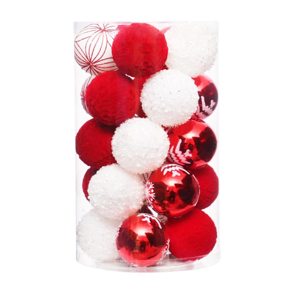 25pcs Plastic Christmas Velvet Ball Pendant 6cm Xmas Tree Ornaments Home New Year Decorations