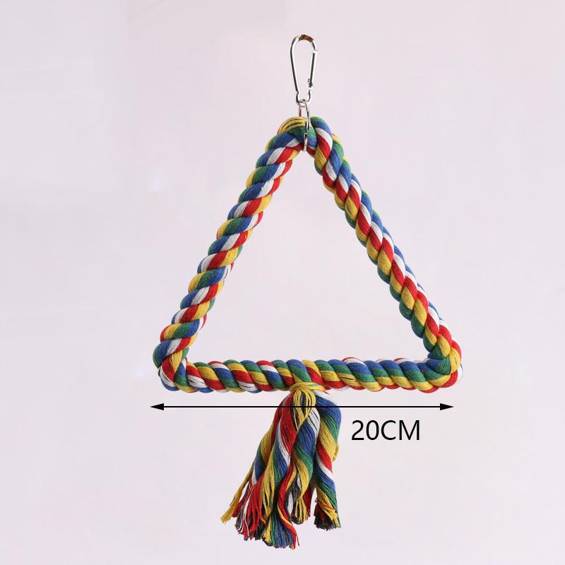 Parrot Cage Swing Toy Round Triangular Iron Wire Cotton Thread Hanging Ring For Bird Pet Birds Toys Accessories Supplies