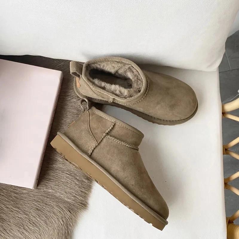 2026 New Winter Snow Boots Ladies Platform High Heel Shoes Women Ankle Boots Luxury Designer Classic Ultra Mini Fur Boot