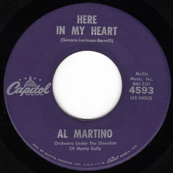 7-дюймовая пластинка AL MARTINO Here In My Heart 4593 Capitol Records США Поп Б/у