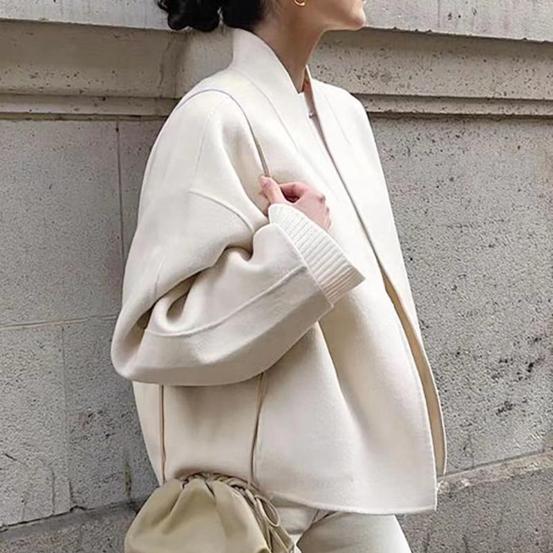 New Loose Temperament Long-sleeved Short Wool Jacket Loose Fitting Short Jacket