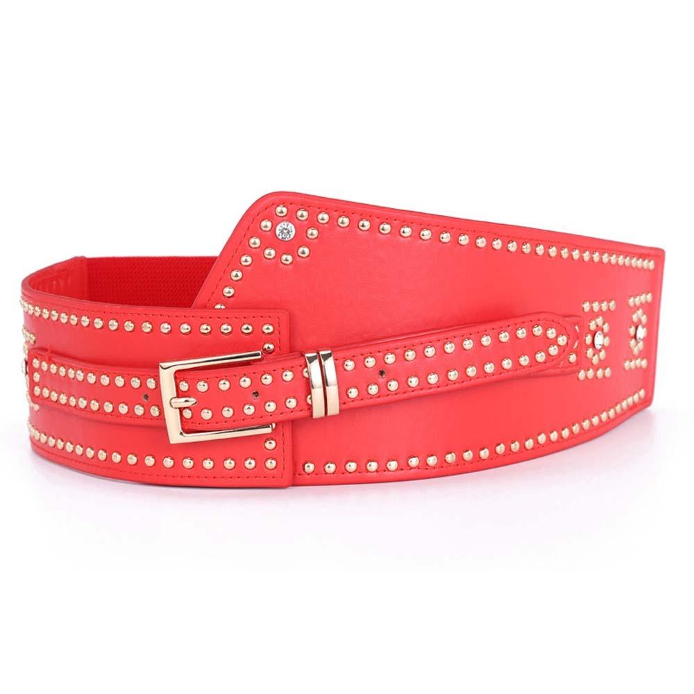 Personalized Design Rivet Wide Waistbands Adjustable Irregular Leather Belt  Skirt Accessories