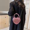Fashion Bright Surface Personality Heart Handbag Women  Popular Chains Crossbody Bag Simple Solid Mini Shoulder Bag