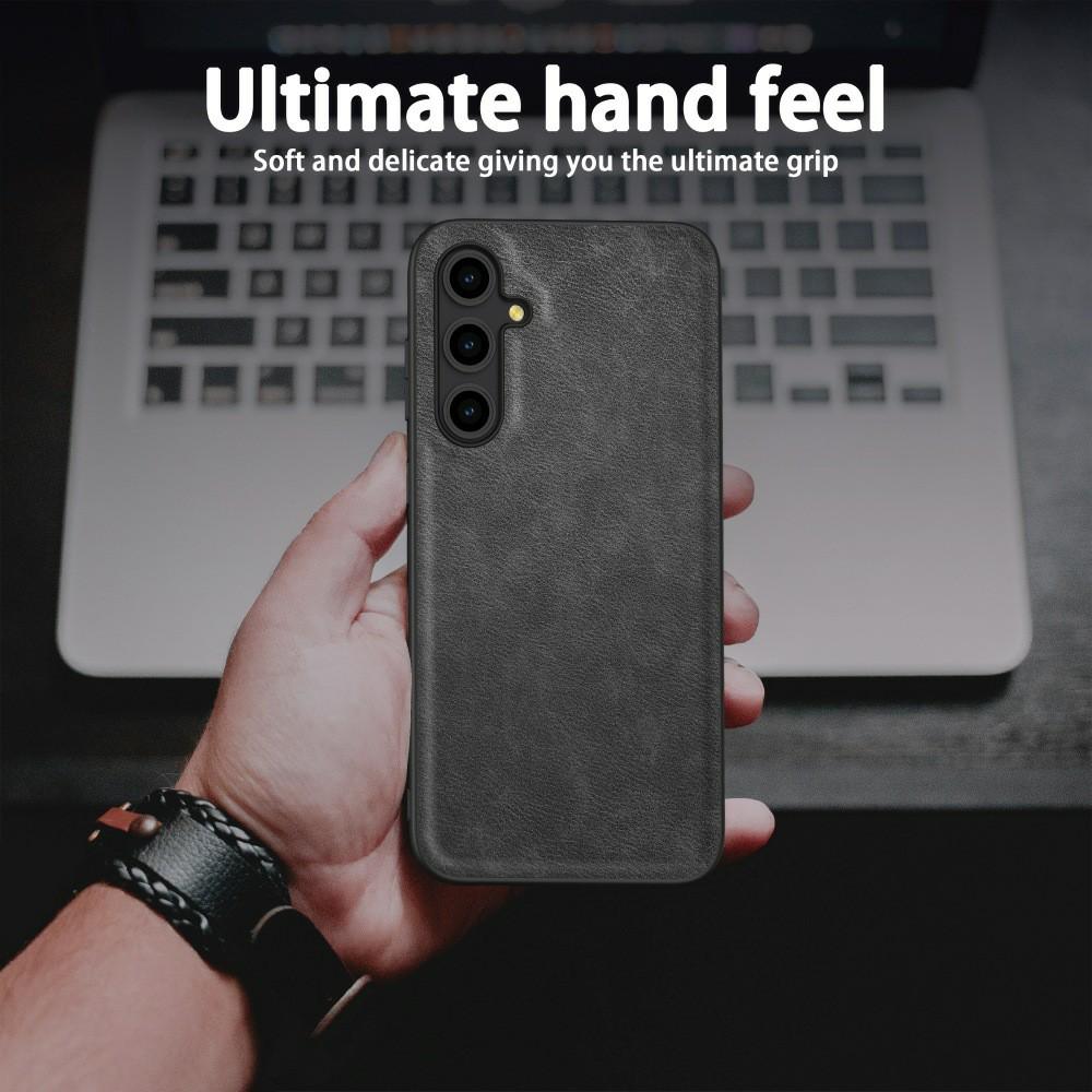 For Samsung Galaxy S25 Case Retro Leather Coated PC+TPU Phone Cover