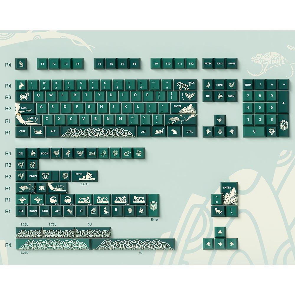 Тематические колпачки для клавиш 158 колпачков для клавиш из ПБТ. Набор специальных колпачков для клавиш MDA подходит для переключателей Cherry MX 61/87/104/108 и других механических клавиатур. (клубника)