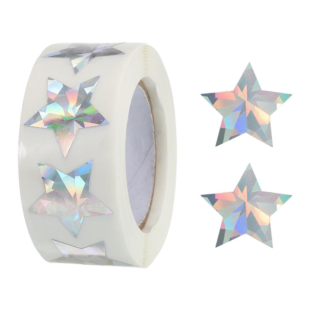 1/2Roll Laser/Glitter Star Stickers 25mm Self-Adhesive Sparkling Labels Stationery Stickers for Notes Greeting Cards Gift Boxes