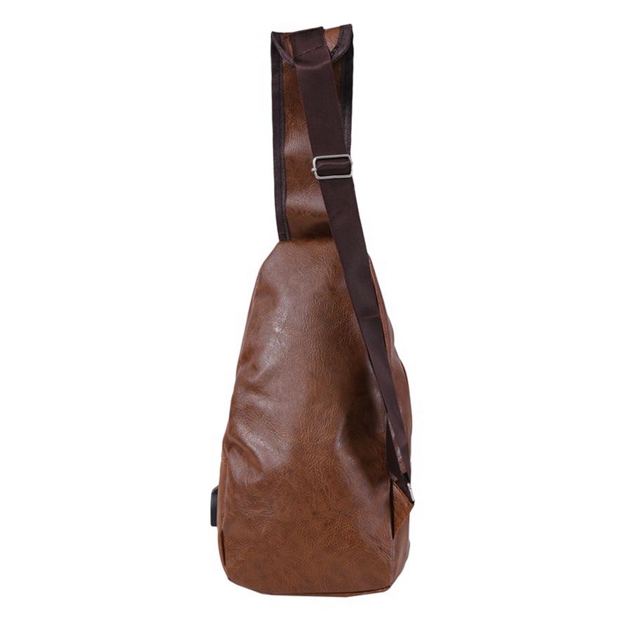 Мужская модная повседневная ПУ сумка через плечо, нагрудная сумка, дорожные рюкзаки-мессенджеры с USB-зарядкой CLE