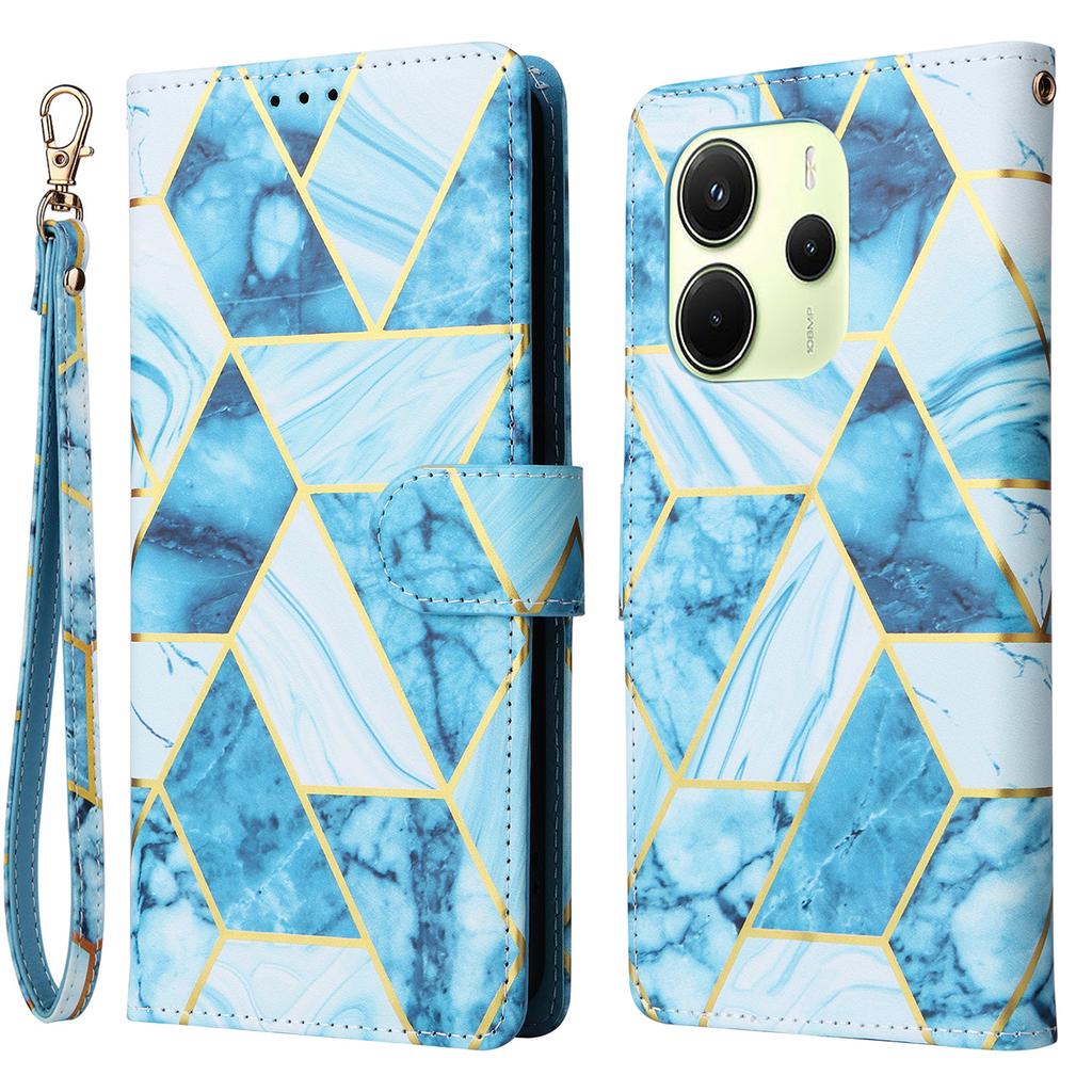 Для Xiaomi Redmi Note 14 4G (164,84мм) Чехол Лакированный Мраморный Узор Кожаный Чехол для Телефона