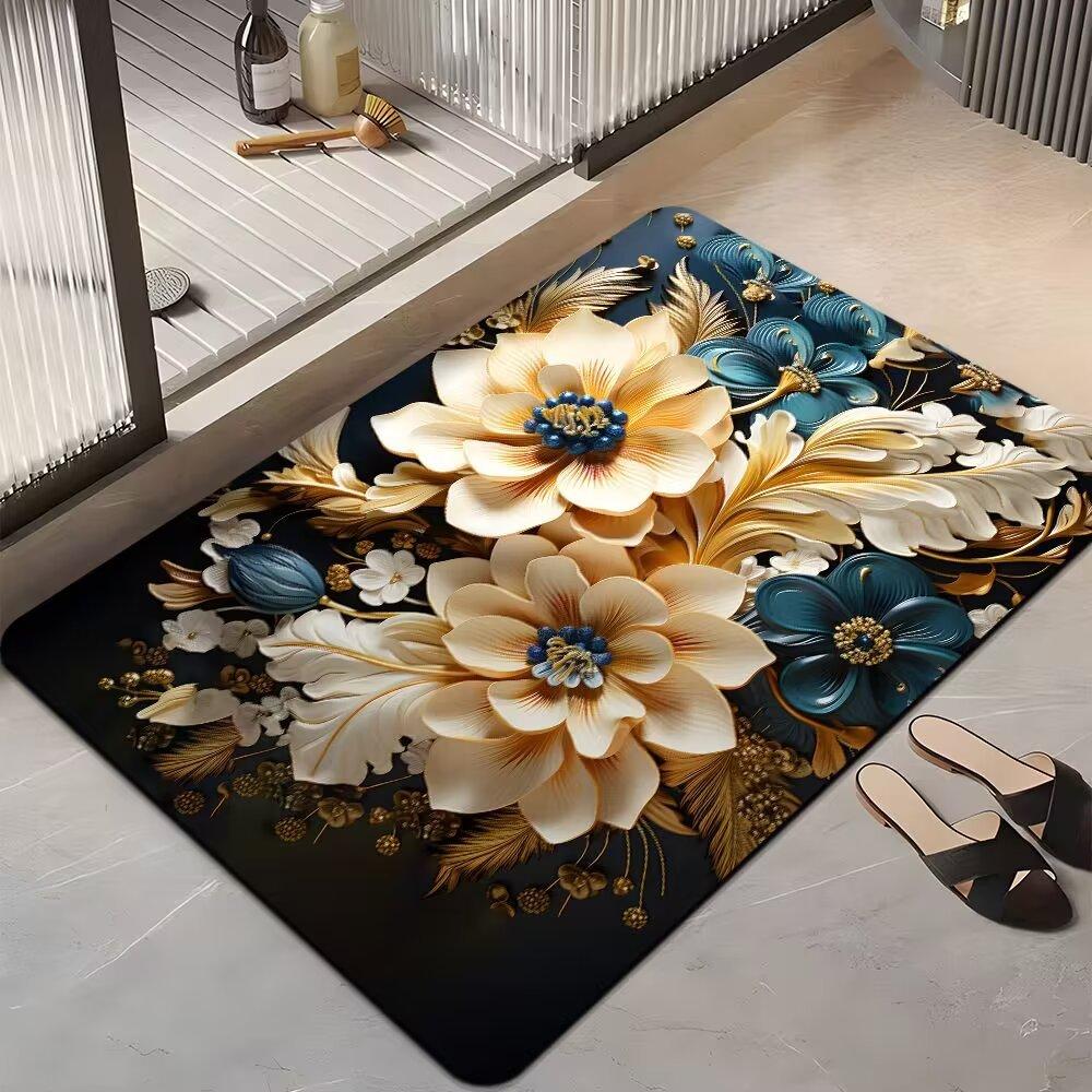 Ins Light Luxury Home Коврик для ванной комнаты Впитывающий нескользящий Простой в уходе Мягкий коврик для двери ванной комнаты Быстросохнущий коврик