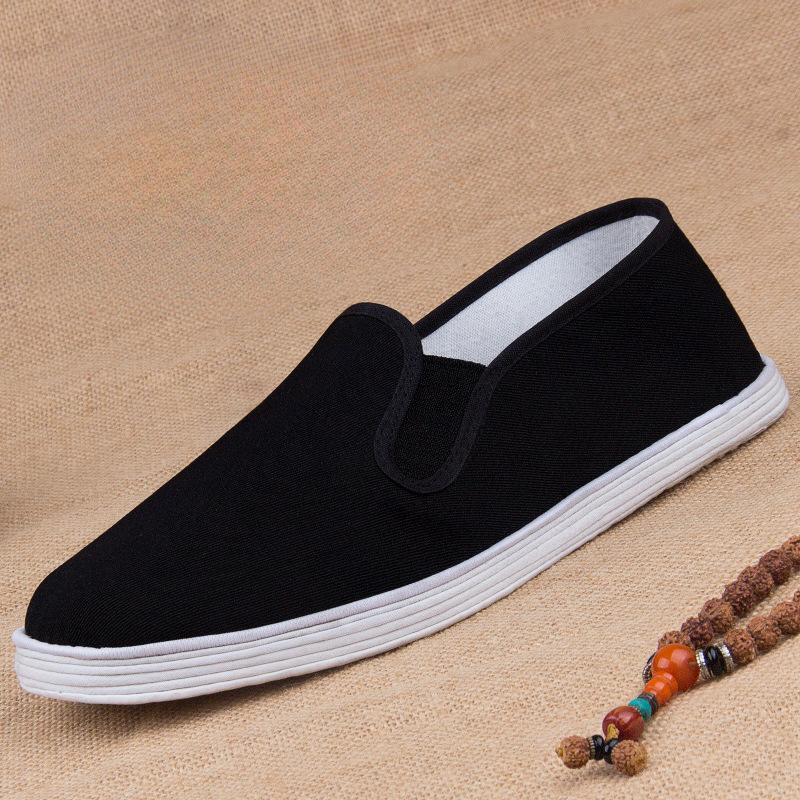 Черная многослойная хлопковая подошва Manual Shaolin Monk Wushu Training Shoes Tai Chi Martial Arts Cloth Shoes Kung Fu Sports Sneakers