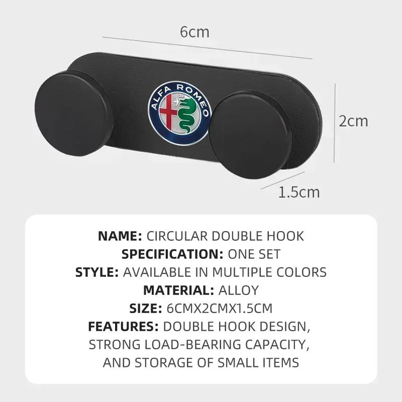 For Alfa Romeo 108 Car Sticker For Alfa Romeo 159 147 Car Double Hooks Organizer Alloy Hook Hanging Storage For Alfa Romeo 156 159 147 4C 8C 166 Gi