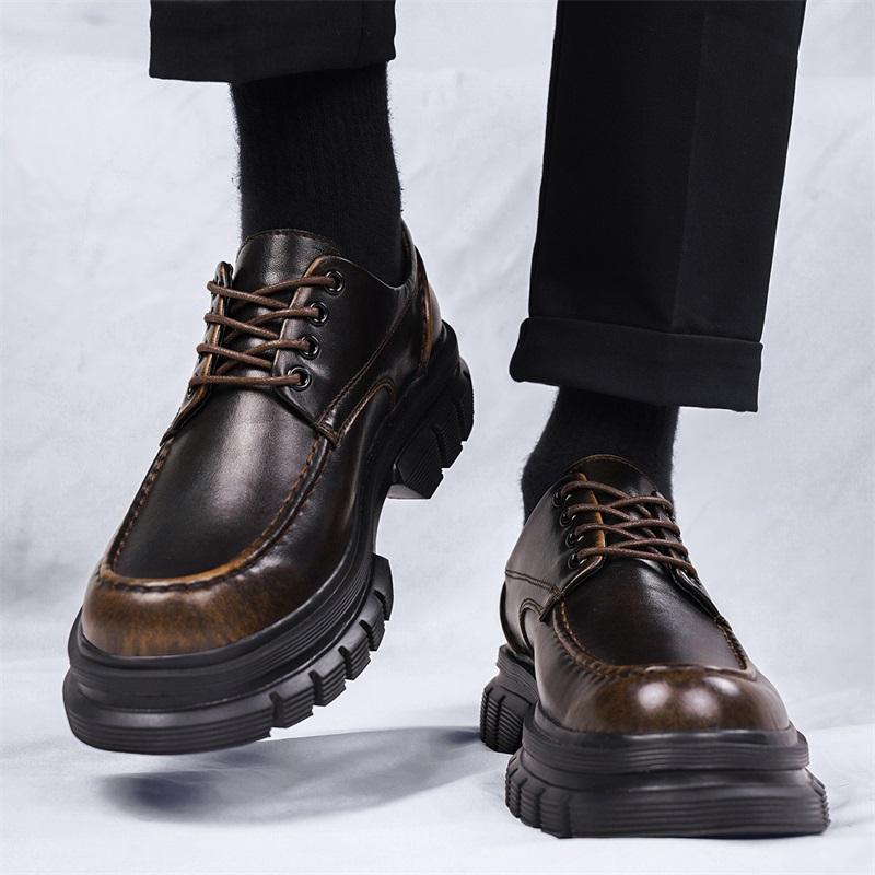 Модная классическая мужская свадебная обувь, универсальные мужские кроссовки ручной работы, повседневные оксфорды на толстой подошве, мужские деловые туфли на шнуровке