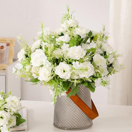 Искусственная ветка розы со стеблем, 5 вилками, 5 головками, домашняя свадьба, вечеринка, искусственный шелковый цветок с цветочным принтом