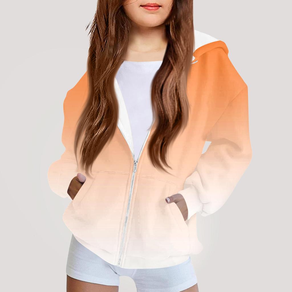 Children's Fashion Printed Long Sleeved Hooded Sweatshirt Girls' Hoodie Jacket