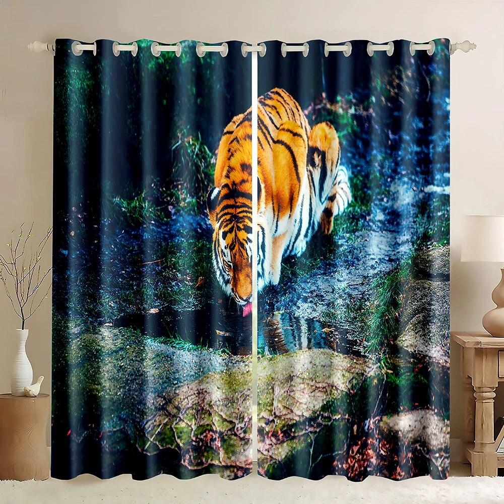 Леопардовые плотные шторы с дикими животными, занавеска для гостиной, спальни, высокая затененность, оконная драпировка, двустворчатая открытая штора
