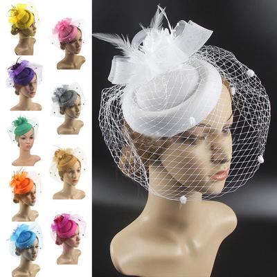 Фата Свадебный Головной Убор Перья Перо Аксессуар для Волос Универсальная Сетчатая Фата Головной Убор Шапочки Женский