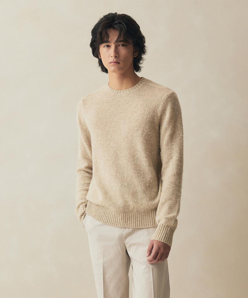 BROOKS BROTHERS Brushed Wool Classic Sweater (Grey) (Bbwrmm4286Zew)