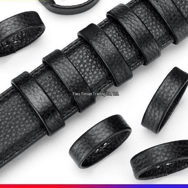 Men's Leather Belt with Buckle, Keyring, and Round Ring Accessories - 4cm Wide.