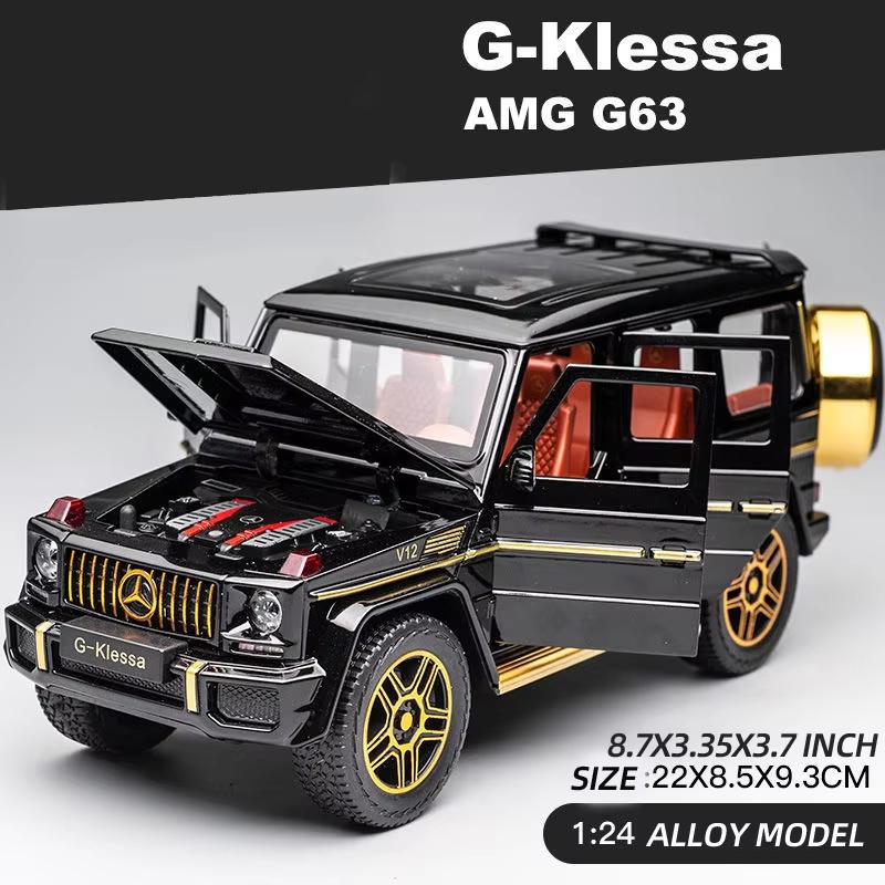 Новый 1:24 AMG G63 Модель автомобиля из цинкового сплава, литая модель игрушечной машины с инерционным механизмом, со звуком и светом, подходит для детей, мальчиков, подарочная коллекция, украшения