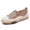 Fashion Genuine Leather Shoes for Women Luxury Casual Shoes Low Top Flat Women Tennis Sneakers Wide Toe Soft Ladies Little While Shoe