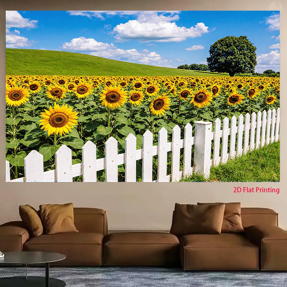2D plane golden sunflowers in the sunlight suitable for rooms homes gardens and outdoor celebrations polyester fiber