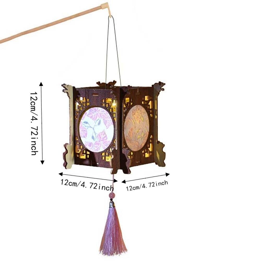 Handmade Wooden Lamp Kit Glowing Mid Autumn Craft Chinese Flower Lantern Retro Lantern DIY  Moon