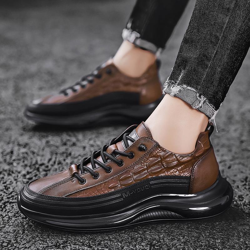 Crocodile leather shoes men's autumn men's shoes 2025 new sports shoes trend versatile casual shoes men's board shoes