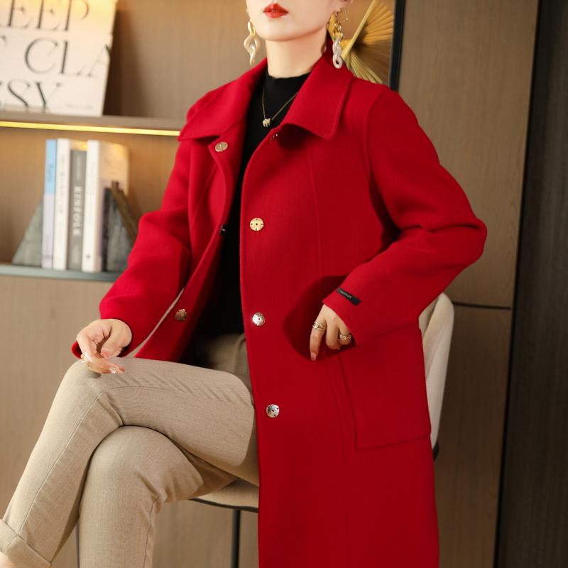 Женское пальто из 100% шерсти TIDENOVEL Осеннее шерстяное длинное пальто Ручной работы Пальто-бушлат Зимняя теплая шерстяная длинная куртка Пальто