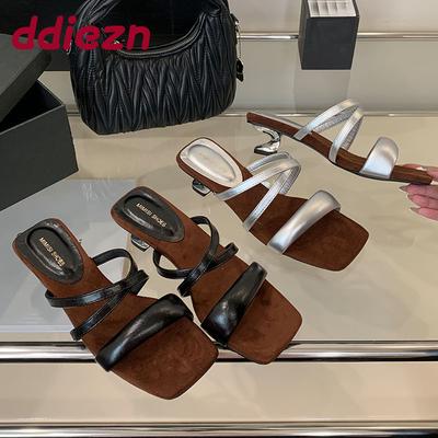 Мода Странные Каблуки Женские Туфли-лодочки Шлепанцы Обувь Роскошная Мода Квадратный Носок Женские Туфли на Каблуке Женская Обувь Слипоны Сандалии