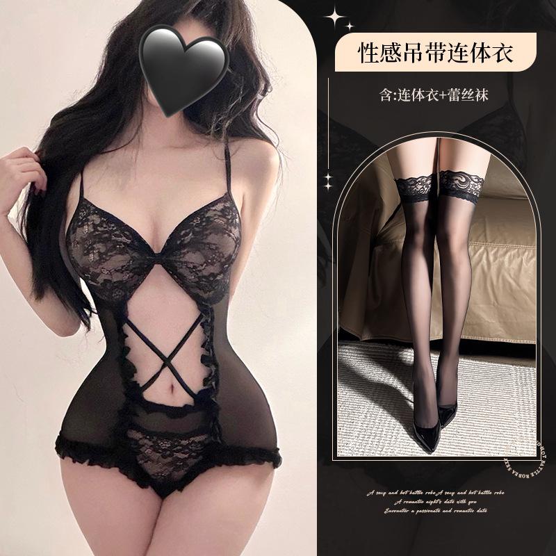 Sex underwear mesh perspective temptation straps low cut sexy backless hot open uniform suit