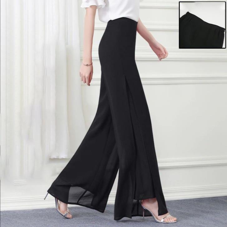 Летние шифоновые брюки-кюлоты с высокой талией, юбка из марли, свободные прямые брюки Shuai Ku с разрезом, широкие брюки для женщин