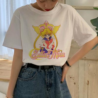 Kawaii Sailor Moon Harajuku футболка женская Ullzang 90-х годов мультфильм эстетическая футболка с милой графикой