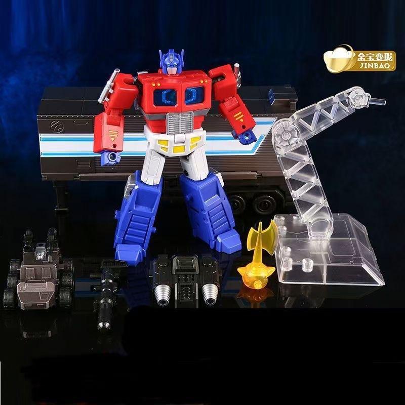 JINBAO 2001 3.0 Увеличенный Оптимус Прайм в стиле G1 Командир Фигурка Робота-Трансформера Игрушка с Прицепом Множество Аксессуаров